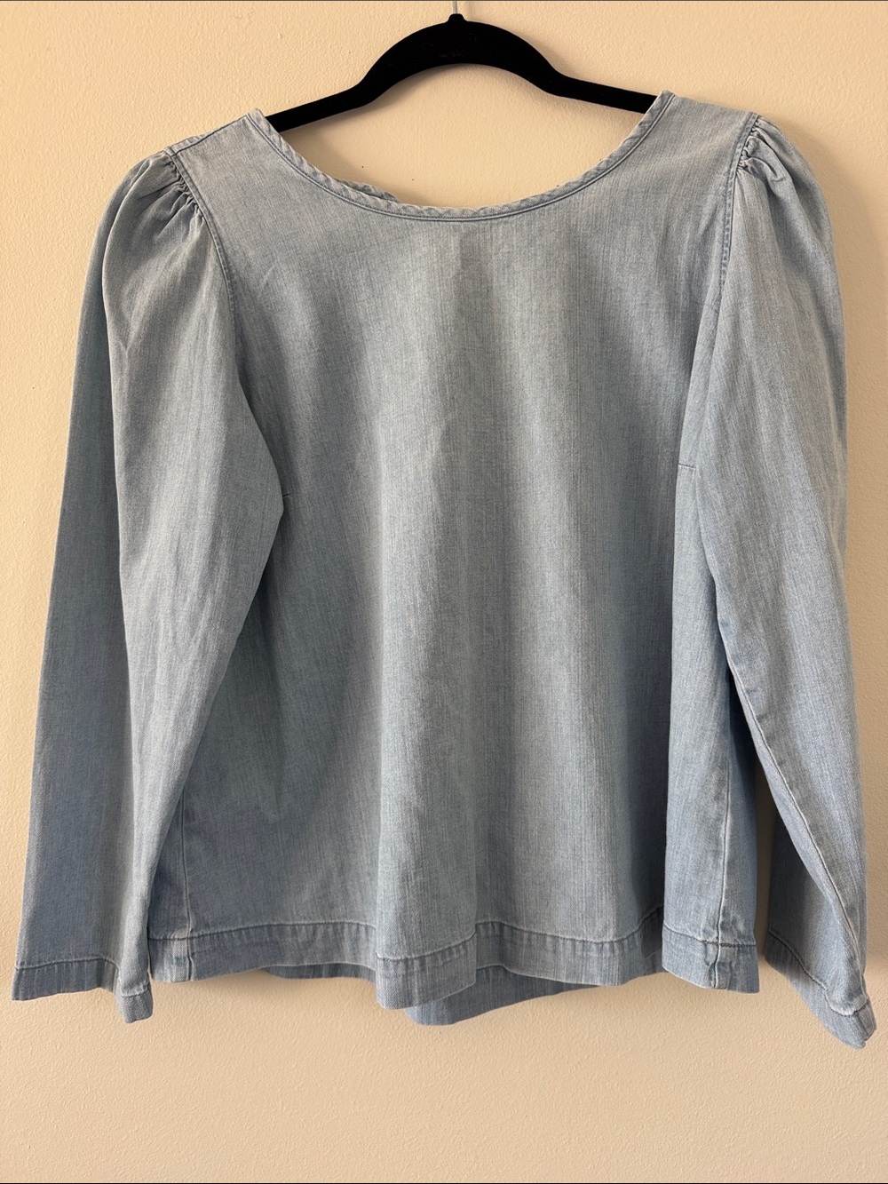 Madewell Light Wash Denim 3/4 length sleeve Blouse